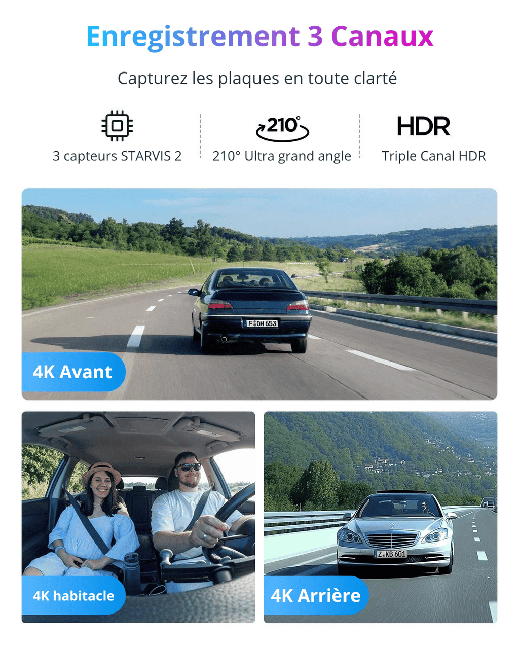 VIOFO A329S 3 Canaux