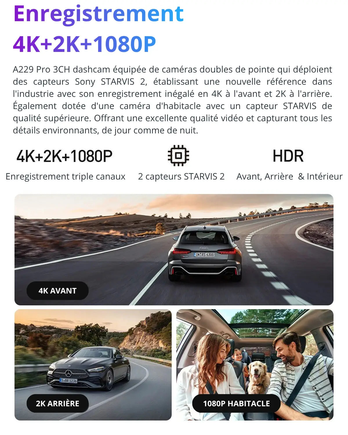 VIOFO A229 PRO 3 Canaux
