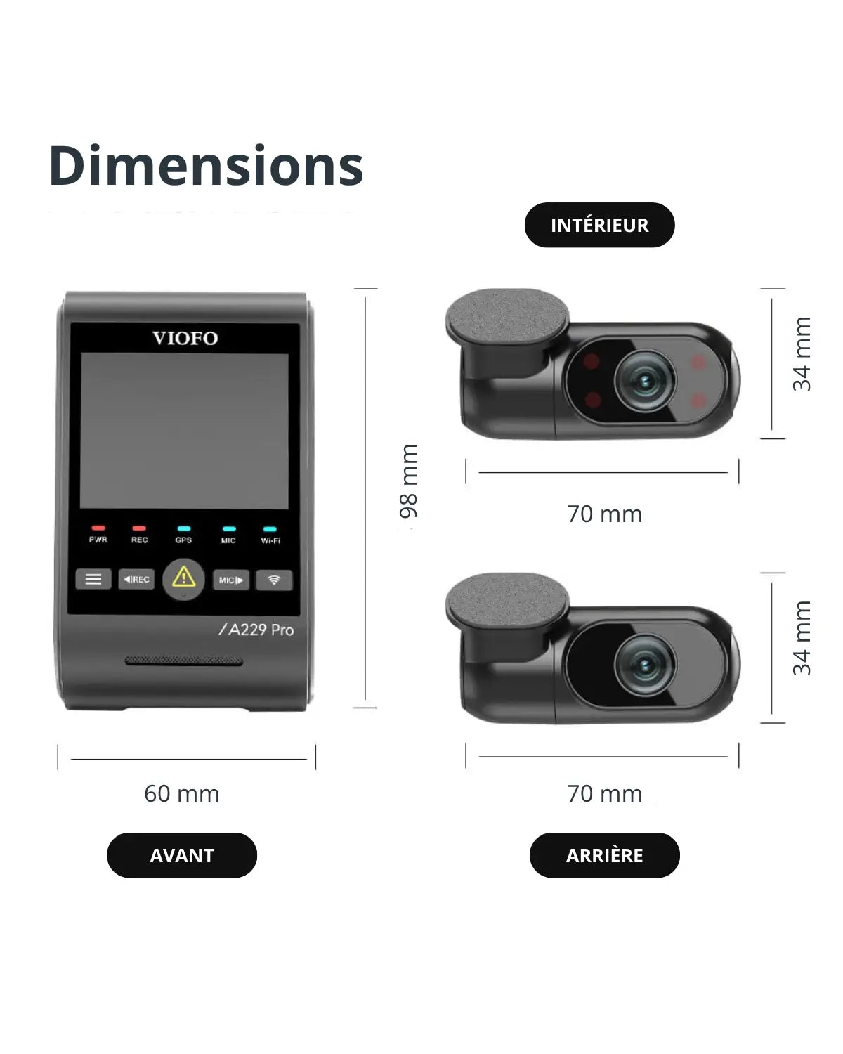 VIOFO A229 PRO 3 Canaux